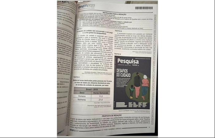 A imagem reproduzida na internet mostra a página 19 do caderno de provas do tipo 3, branco. - (Foto: Reprodução)